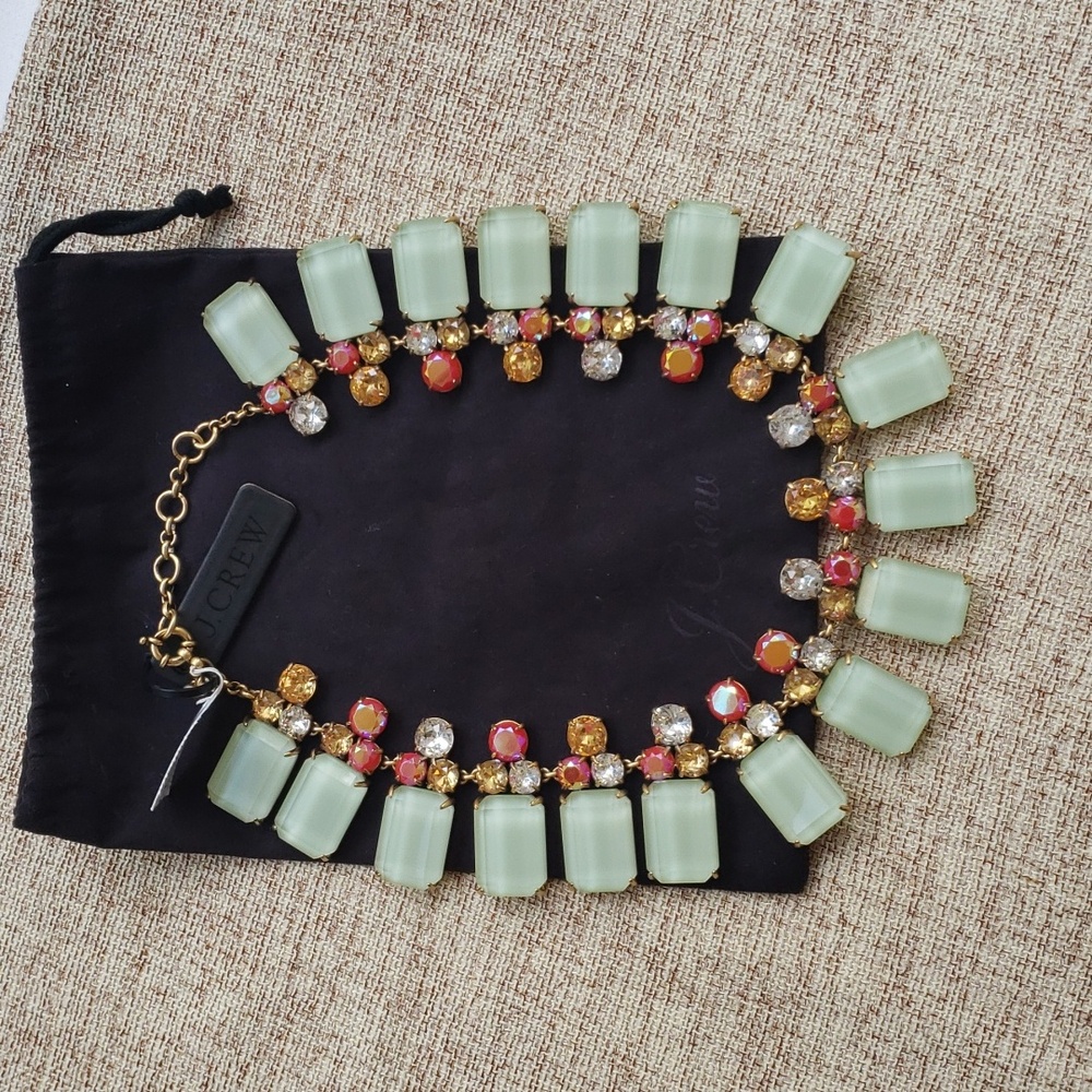 J.Crew Lucite Crystal Infinity Wreath Necklace NWT New